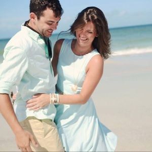 Mint green hi-low jersey dress